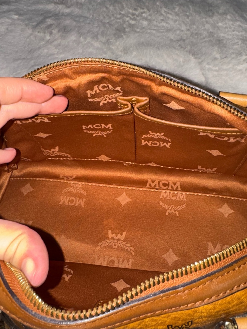 MCM Cognac and Brown Visetos Dome Satchel - Picture 6 of 7